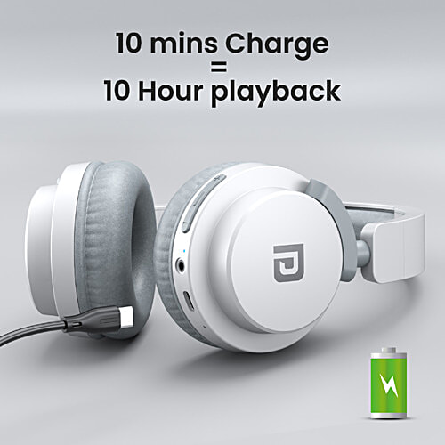 Portronics Muffs M2 Bluetooth Wireless Headphone - White, 1 pc  