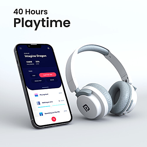 Portronics Muffs M2 Bluetooth Wireless Headphone - White, 1 pc  