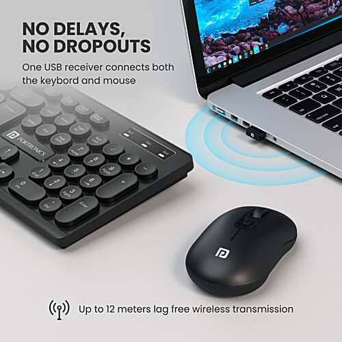 Portronics Key6 Combo Wireless Keyboard & Mouse - Black, 2 pcs  