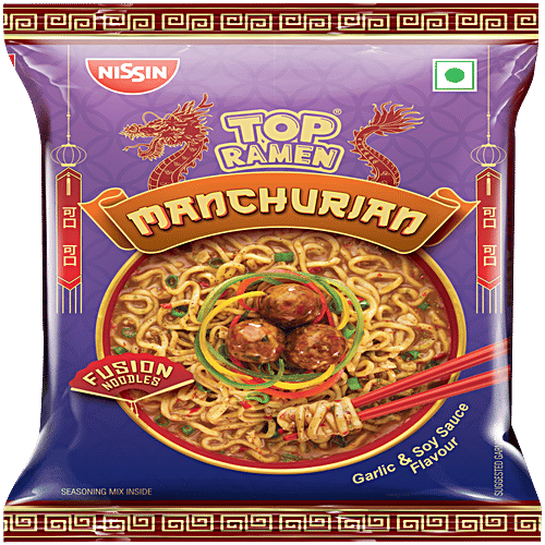 Nissin Top Ramen Fusion Instant Manchurian Noodles - Garlic & Soy Sauce Flavour, 70 g Pouch 