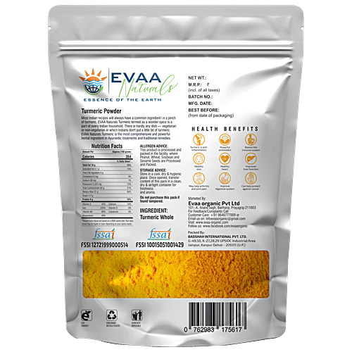 EVAA Naturals Premium Turmeric Powder, 200 g Pouch 