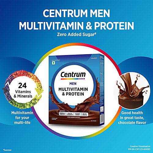 Centrum Men Multivitamin & Protein Nutrition Drink Powder - Chocolate, 400 g Carton 