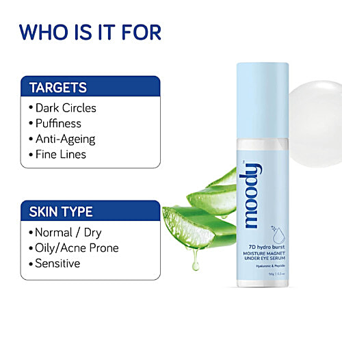 Moody 7D Hydro Burst Moisture Magnet Under Eye Serum - With Hyaluronic & Peptide, 9.8 g  
