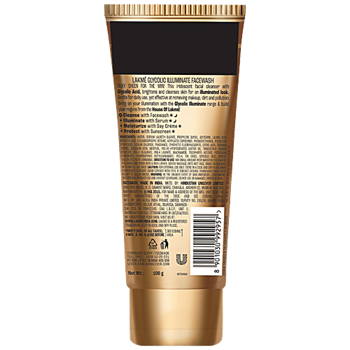 Lakme Glycolic Illuminate Facewash with Glycolic Acid for Gentle Exfoliation & Illuminated Skin, 100 g  For Gentle Exfoliation & Illuminated Skin