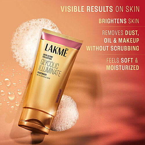 Lakme Glycolic Illuminate Facewash with Glycolic Acid for Gentle Exfoliation & Illuminated Skin, 100 g  For Gentle Exfoliation & Illuminated Skin