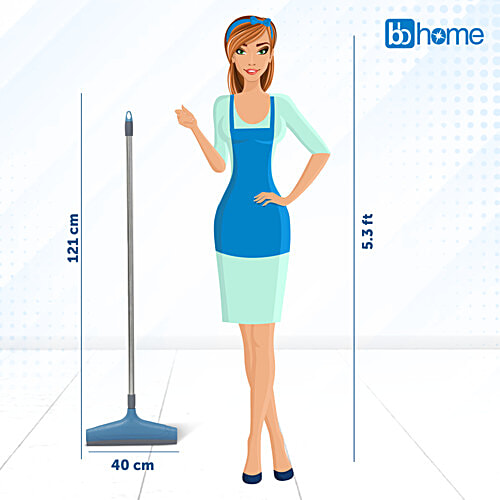 bb home Floor Squeegee - 40 cm Plastic Wiper, 3.5 ft Stainless Steel Stick, 1 pc  