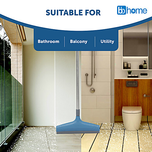 bb home Floor Squeegee - 40 cm Plastic Wiper, 3.5 ft Stainless Steel Stick, 1 pc  