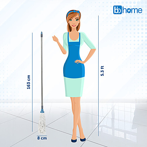 bb home Round Deck Cotton Mop/Wet Mop With 4 ft Stainless Steel Rod, 1 pc  