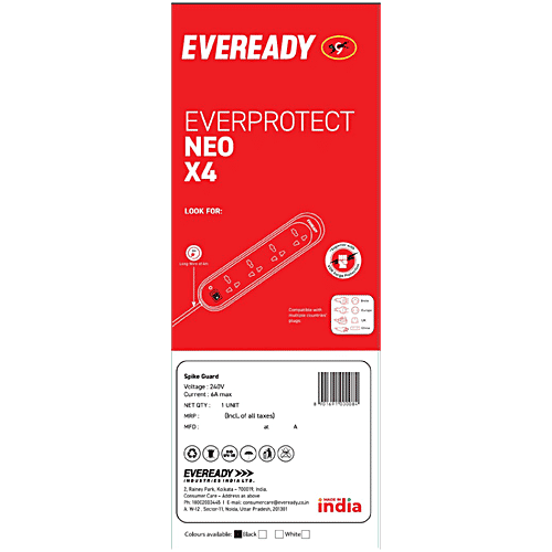 Eveready Everprotect NEO X4 White Spike Guard With 4 Metre Wire Cord, For VDR Surge Protection, 1 pc  With Extra Fuse Inside