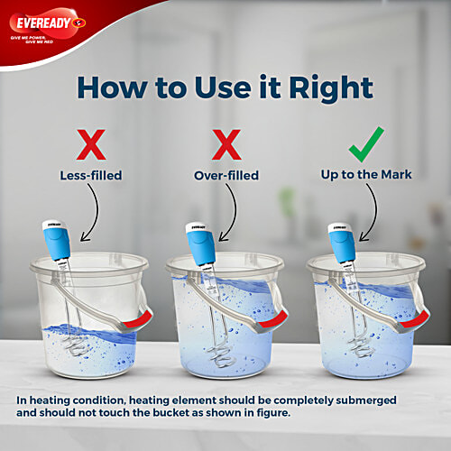 Eveready Immersion Heater EP1500 Blue White, 1500W, 16A, Shock Proof, 1 pc  