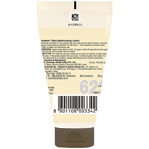 Aveeno Daily Moisturising Lotion - Nourish, Normal + Dry Sensitive Skin, 30 g Hydrates and protects skin barrier, Fragrance free