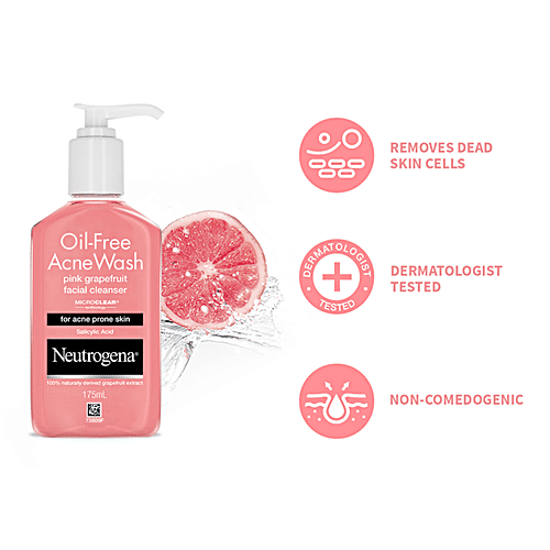 Neutrogena Oil Free Acne Wash - Pink Grapefruit Cleanser, Salicylic Acid, 175 ml