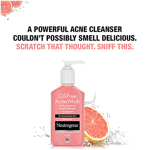 Neutrogena Oil Free Acne Wash - Pink Grapefruit Cleanser, Salicylic Acid, 175 ml