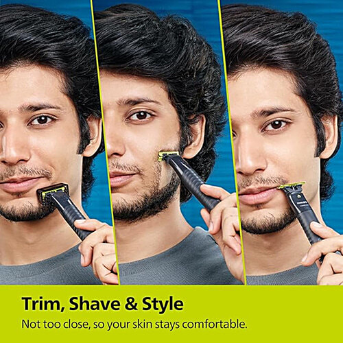 Philips OneBlade Hybrid Trimmer & Shaver With Dual Protection Technology For No Nicks & Cuts As Blade Never Touches Skin QP1424/10, 1 pc