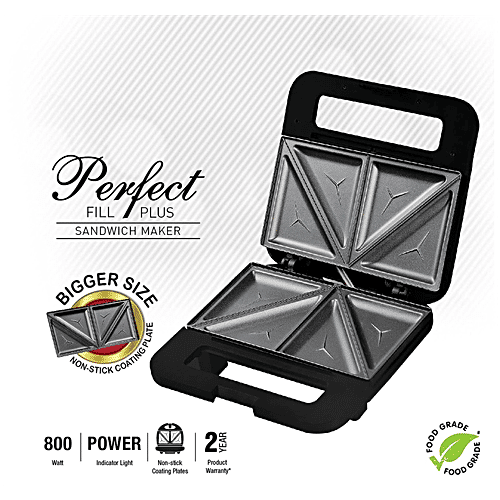 Havells Perfect Fill Plus 2 Slice 800 W Grill Sandwich Maker - Black, GHCSTDTK075, 1 pc  