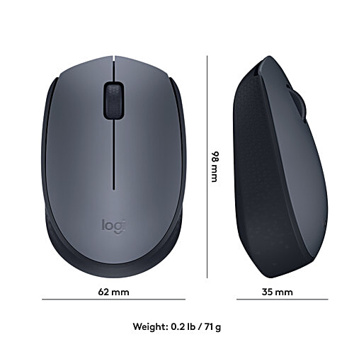 Logitech M171 Wireless Optical Tracking And Ambidextrous Mouse - With Easy Install, 2.4GHz Wireless, Black Grey, 1 pc  