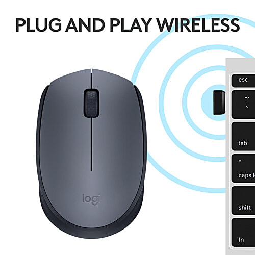 Logitech M171 Wireless Optical Tracking And Ambidextrous Mouse - With Easy Install, 2.4GHz Wireless, Black Grey, 1 pc  