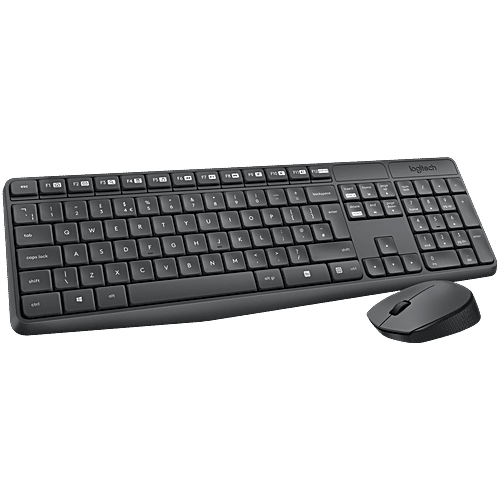 Logitech MK235 Wireless Keyboard And Mouse Set - With 2.4 GHz Wireless USB Receiver, 15 FN Keys For PC And Laptop, Black, 1 pc  
