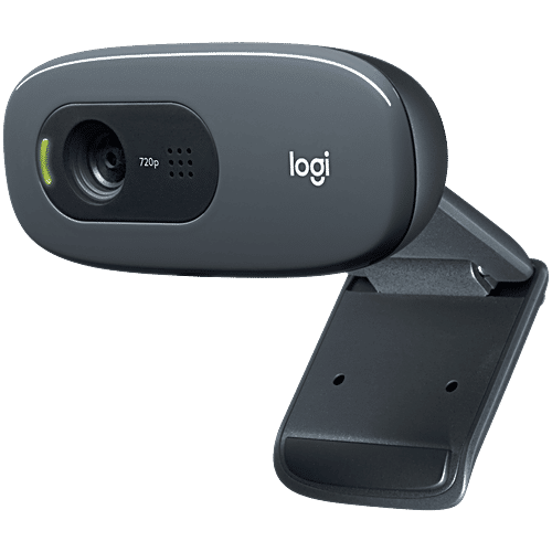Logitech C270 HD Webcam - With Widescreen HD Video Call, Noise-Reducing Mic, For PC/Mac/Laptop, Black, 720p/30fps, 1 pc  