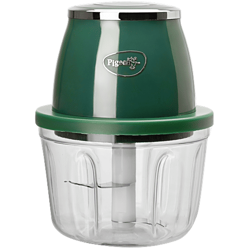 Pigeon by Stovekraft Zoom Portable Electric Chopper - With 3 Stainless Steel Blades, 30 Watt, Green, 1 PC  For Chopping Vegetables & Fruits