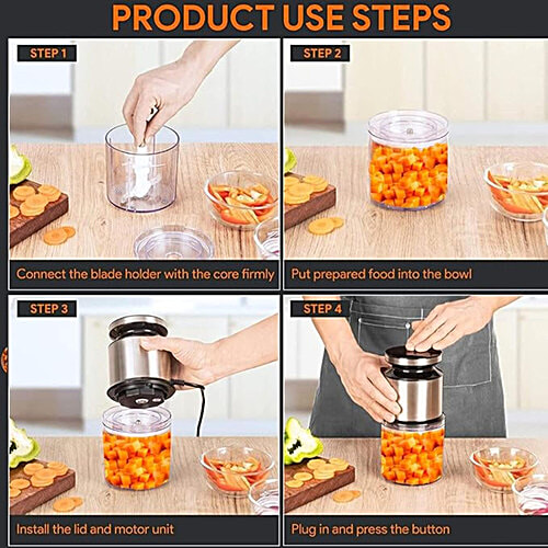 Pigeon by Stovekraft Ultra Fast Electric Chopper - 300 Watt, Twin Blade Technology, 'Chop-N-Store' Plastic Bowl With Lid, 1 PC  For Kitchen, Vegetable Chopper, Cutter, Chop, Mince, Dice, Whisk, Blend