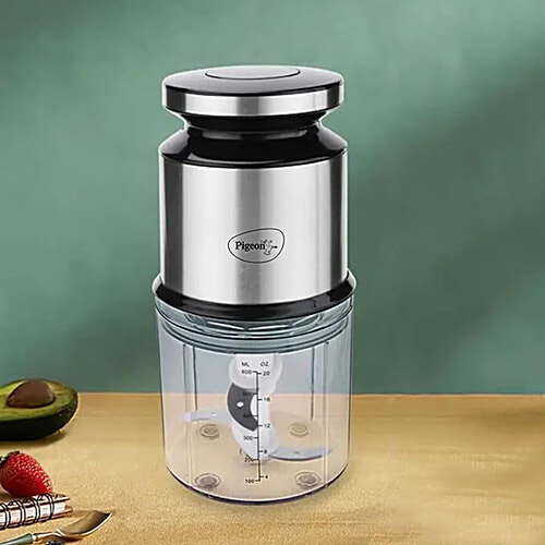 Pigeon by Stovekraft Ultra Fast Electric Chopper - 300 Watt, Twin Blade Technology, 'Chop-N-Store' Plastic Bowl With Lid, 1 PC  For Kitchen, Vegetable Chopper, Cutter, Chop, Mince, Dice, Whisk, Blend