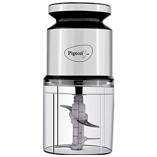 Pigeon by Stovekraft Ultra Fast Electric Chopper - 300 Watt, Twin Blade Technology, 'Chop-N-Store' Plastic Bowl With Lid, 1 PC  For Kitchen, Vegetable Chopper, Cutter, Chop, Mince, Dice, Whisk, Blend