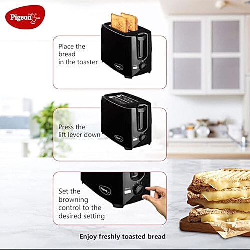 Pigeon by Stovekraft 2 Slice Auto Pop Up Toaster - 750 Watt, Black, 1 PC  