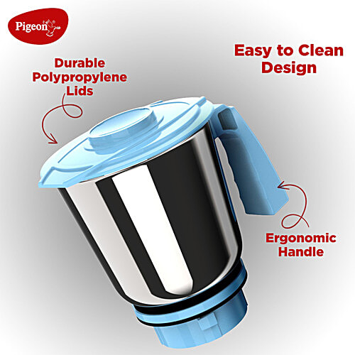 Pigeon by Stovekraft Glory Mixer Grinder 1- With Stainless Steel Jars, 550 Watt, White, 1 PC  For Dry Grinding, Wet Grinding & Making Chutney