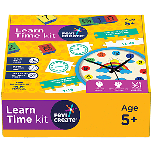 Fevicreate Learn Time Kit - 7 Exciting Puzzles, Games, Art & Craft Activities For Kids, 1 pc  Learn Time
 Exciting Puzzles
 Creative Activities