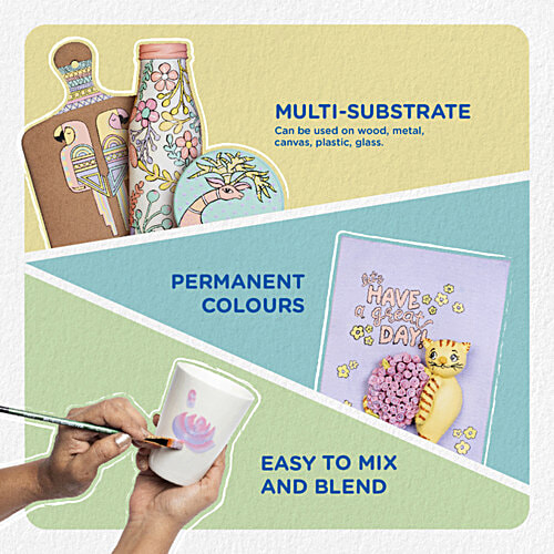 Fevicryl Multi-Surface Pastel Acrylic Colours Kit - Ideal For Artists, 15 ml (Pack of 6) Pastel Acrylic Colours
 Multi-Surface Usage