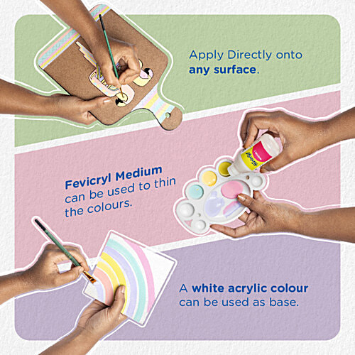 Fevicryl Multi-Surface Pastel Acrylic Colours Kit - Ideal For Artists, 15 ml (Pack of 6) Pastel Acrylic Colours
 Multi-Surface Usage
