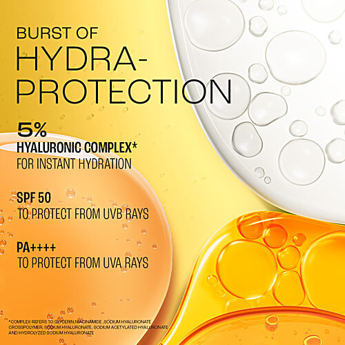 Lakme Sun Expert 5% Hyaluronic Complex Aqua Sun Gel - SPF 50 PA++++, 56 g  No white cast, For hydration