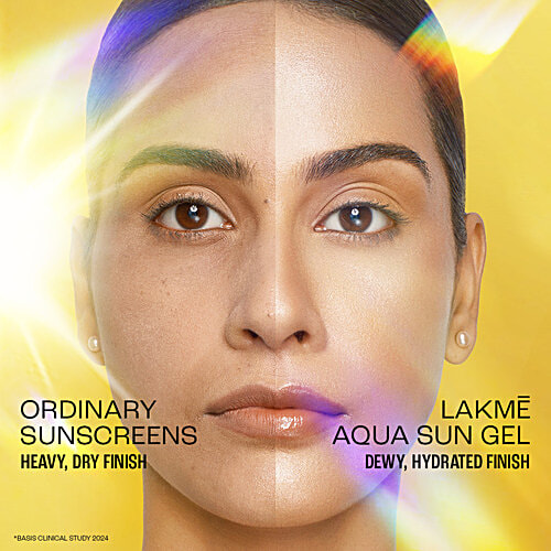 Lakme Sun Expert 5% Hyaluronic Complex Aqua Sun Gel - SPF 50 PA++++, 56 g  No white cast, For hydration