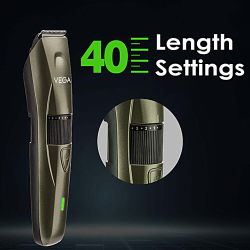 Vega P1 Battery Powered Beard Trimmer For Men - With 160 Mins Runtime & 40 Length Settings, VHTH-25, Green, 1 pc
