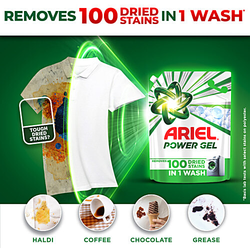Ariel Power Gel Front Load Liquid Detergent, 4 kg  Removes 100 Stains in 1 Wash