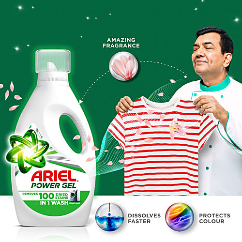 Ariel Power Gel Front Load Liquid Detergent, 4 kg  Removes 100 Stains in 1 Wash