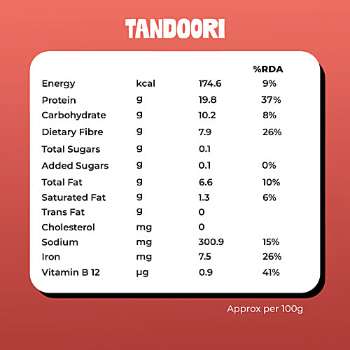 Hello Tempayy Tandoori Tempayy Thins - Heat & Eat, 150 g  30g Protein Per Pack, Heat & Eat In 3 Mins, No Preservatives