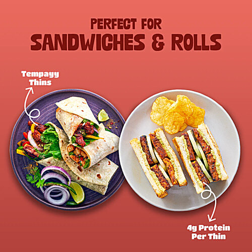 Hello Tempayy Tandoori Tempayy Thins - Heat & Eat, 150 g  30g Protein Per Pack, Heat & Eat In 3 Mins, No Preservatives