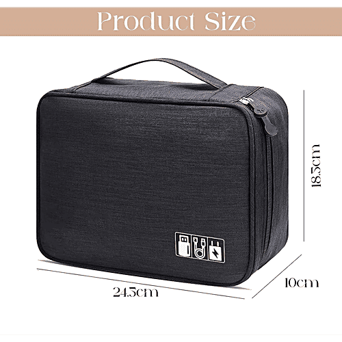 Pearlfiesta Electronic Accessories Organizer Bag/Universal Carry Travel Gadget Bag - For Cables, Plug, Black, 1 pc  Portable Waterproof Organizer For Cable, Cord, Charger, Phone, Earphone