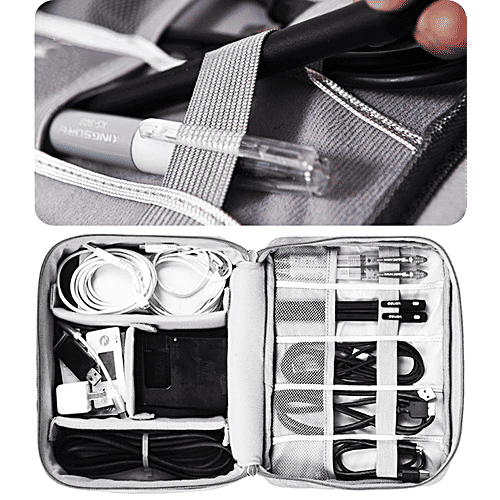 Pearlfiesta Electronic Accessories Organizer Bag/Universal Carry Travel Gadget Bag - For Cables, Plug, Black, 1 pc  Portable Waterproof Organizer For Cable, Cord, Charger, Phone, Earphone