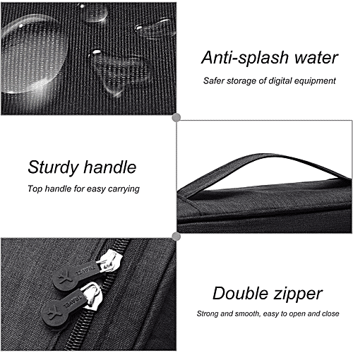 Pearlfiesta Electronic Accessories Organizer Bag/Universal Carry Travel Gadget Bag - For Cables, Plug, Black, 1 pc  Portable Waterproof Organizer For Cable, Cord, Charger, Phone, Earphone