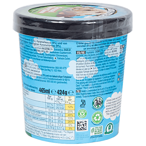 Ben & Jerry's Caramel Chew Chew Ice Cream, 465 ml Velvety Caramel Ice Cream
Luscious Caramel Swirls
Delightful Chewy Caramel Chunks