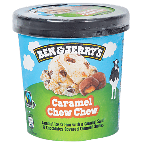 Ben & Jerry's Caramel Chew Chew Ice Cream, 465 ml Velvety Caramel Ice Cream
Luscious Caramel Swirls
Delightful Chewy Caramel Chunks