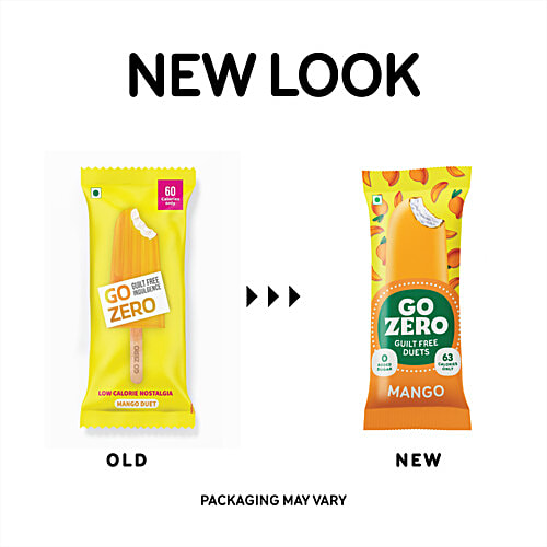 Go Zero Mango Guilt Free Duets Ice Cream Bar, 60 ml No Added Sugar, Low Calorie