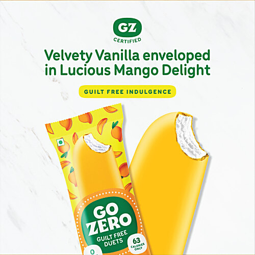 Go Zero Mango Guilt Free Duets Ice Cream Bar, 60 ml No Added Sugar, Low Calorie