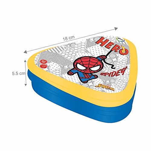 Gluman Disney Spiderman Triangle Plastic Lunch Box, 600 ml  