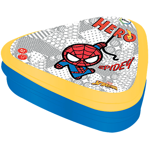 Gluman Disney Spiderman Triangle Plastic Lunch Box, 600 ml  