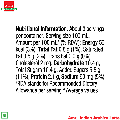 Amul Indian Arabica Medium Roast Latte, 280 ml  