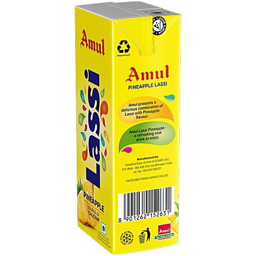 Amul Pineapple Lassi, 200 ml Tetra Pak 
